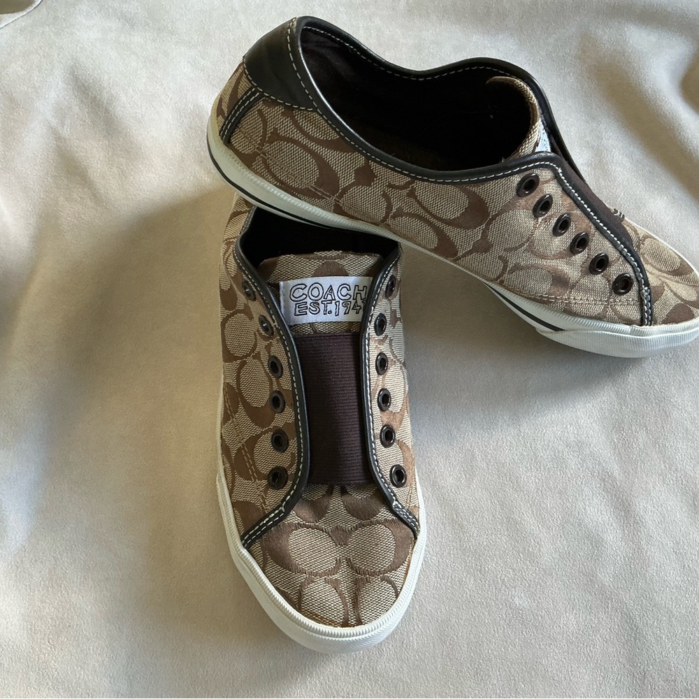 Coach Women’s Tan and Brown Slip-On Sneakers